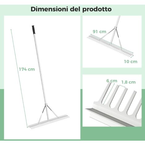 RASTRELLO PER FIENO Foglie in PVC da Giardino Erba con 18 20 Denti Senza Manico EUR 10,15