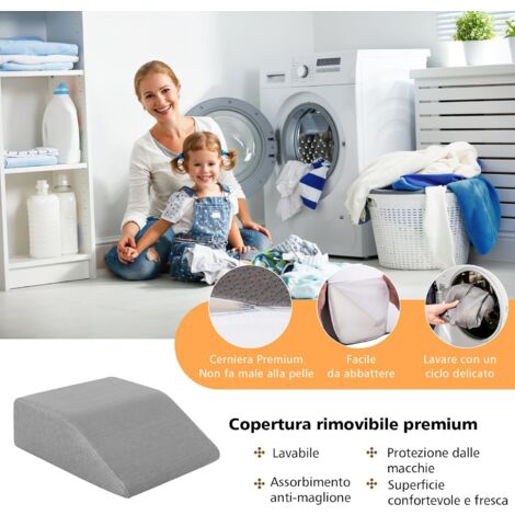 Cuscino Antireflusso Per Adulti - Memory Foam A Cuneo Con Rivestimento Rimovibile, Grigio