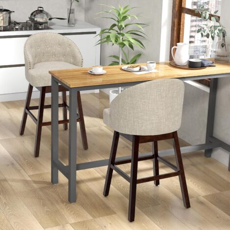 Set di 2 sgabelli da bar altezza media 66 cm in similpelle grigia/nera