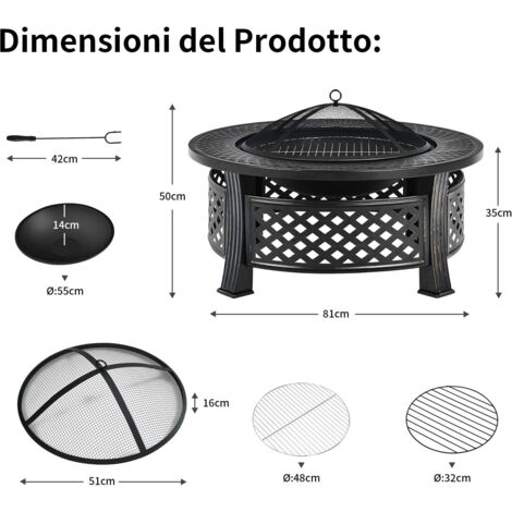 MOHOME Brucialegna per Camino in Ferro Nero Made in Italy 6 Barre Griglia 46x35x16 cm Resistente Braciere per Camino Poggia Legna Piedi Rialzati Portalegna per Caminetti Accessori Attrezzi Camino