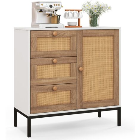 Mobile Credenza in Rattan E Bambù Con Mensola Interna