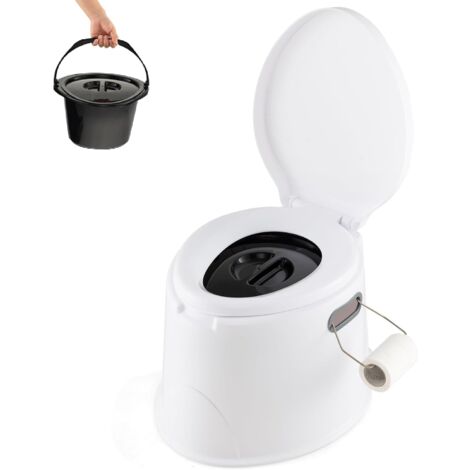 COSTWAY Toilette Portatile WC Chimico, WC da Viaggio Portatile, Leggera con Secchio Interno Rimovibile, Supporto Carico 200kg