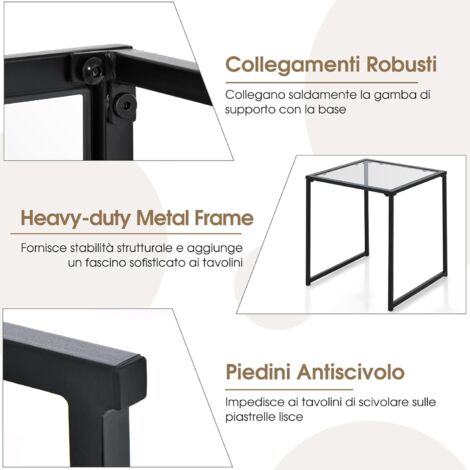 Tavolino Da Estero Belord In Vetro Temperato E Rattan Grigio Chiaro Con Ripiano Portaoggetti