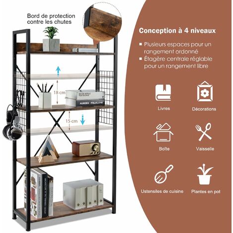 COSTWAY tag re Industrielle 4 Niveaux Biblioth que