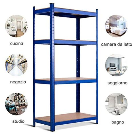 Scaffale per Carichi Pesanti Scaffalatura in Metallo per Garage Officina a 4 Ripiani 80 x 40 x 160 cm