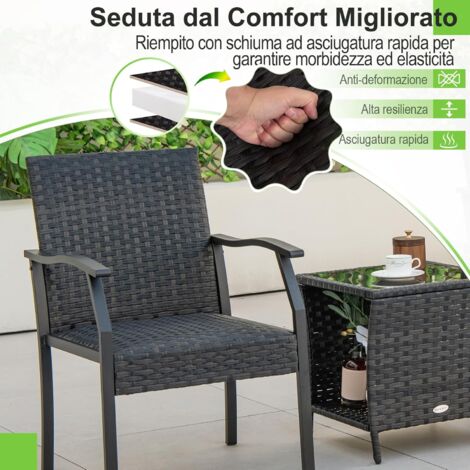 COSTWAY Set di Mobili in Vimini da Giardino con Cuscini, Set