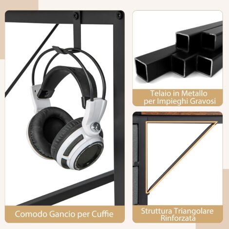 Scrivania COSTWAY 120cm Con 2 Cassetti - Moderna, Multiuso Per Ufficio O Camera, Marrone/Nero