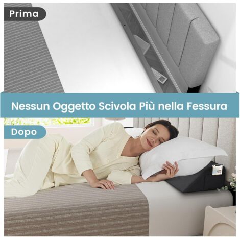 EUHAMS Cuscino A Cuneo Per Letto Queen Size – Riempitivo Testiera – Tasca Portaoggetti – 152x25x15 Cm Grigio