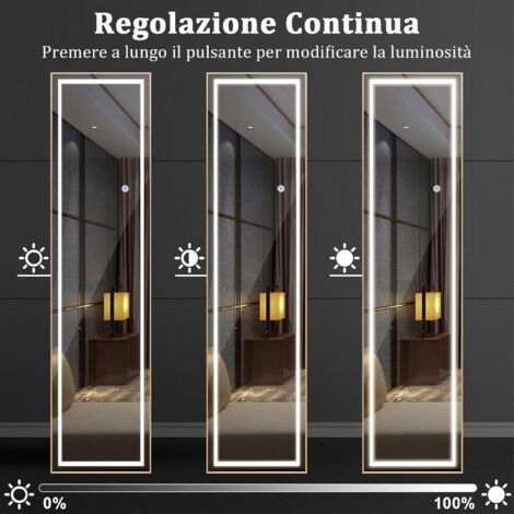 Specchio A LED A Lunghezza Intera TheiaMo | 154,9x61 Cm | Design Irregolare Senza Cornice Con Luci Regolabili 3 Colori | Antisfondamento Per Camera Da Letto - 5