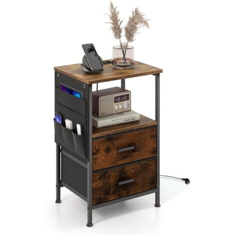 Tavolino Salotto Con Ricarica USB - Stile Industriale Con Cassetto E Ripiani - Foto 4