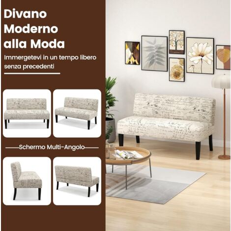 COSTWAY Divano Senza Braccioli a Posti, Divano in Tessuto con