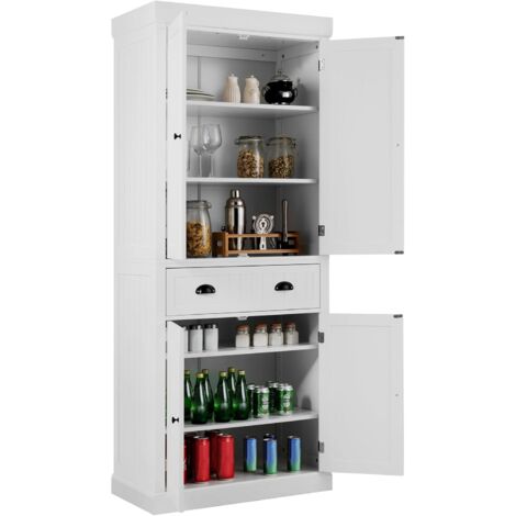 COSTWAY Credenza Alta per Cucina, Mobile da Cucina Moderno con 2 Ante e Cassetto, con Ripiani Regolabili, er Cucina, Sala da Pranzo e Soggiorno, 76 x 40 x 183 cm (Bianco) (1/5)