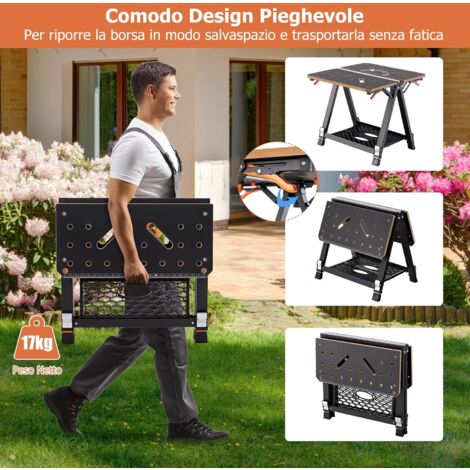 Banco Da Lavoro Pieghevole 7 In 1 - Tavolo Regolabile Con Ruote Per Fai Da Te - Foto 5