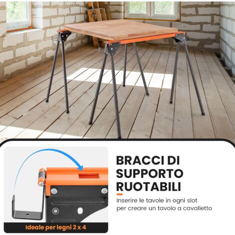 Cavalletto Taglialegna Pieghevole COSTWAY In Acciaio | Capacità 100 Kg, 83x83x79 Cm | Portatile E Resistente Alla Ruggine