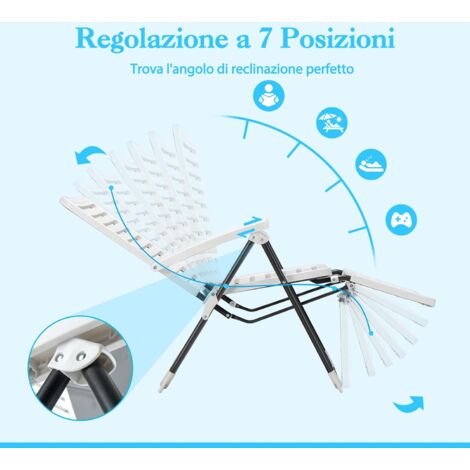 Sedia Da Giardino Mojawo Pieghevole In Alluminio – Schienale Alto Regolabile In 7 Posizioni, Resistente Alle Intemperie, Argento/nero, 54x64x106 Cm