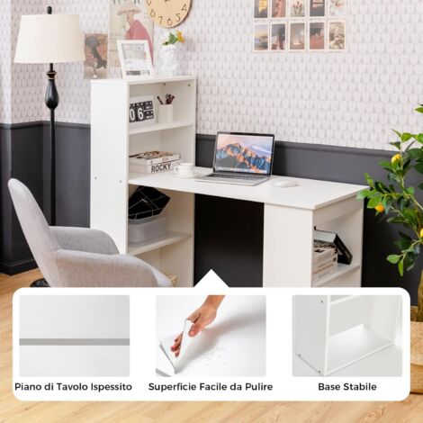 Scaffale da ufficio a 3 ripiani per computer in legno, 94 x 24 x 85 cm, libreria da ufficio con 6 scomparti aperti e regolabili (naturale) | Leroy Merlin