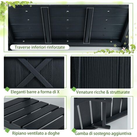 Costway Fioriera rialzata con 2 fori di drenaggio, Porta vaso spazioso di metallo, 101 x 31 x 80 cm