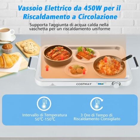 Scaldavivande Elettrico 9QT Per Buffet - Acciaio Inox Con Termostato Regolabile (30-93°C) - Include 1 Pentola Grande E 2 Medie - Per Catering E Feste