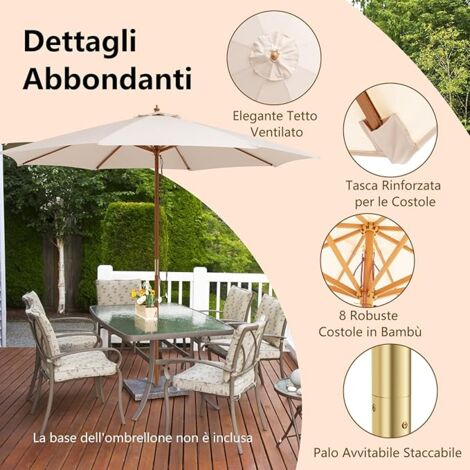 Ombrellone Da Parete 247 Cm Regolabile - Parasole Esterno Per Giardino, Balcone E Cortile | Marrone - Foto 2