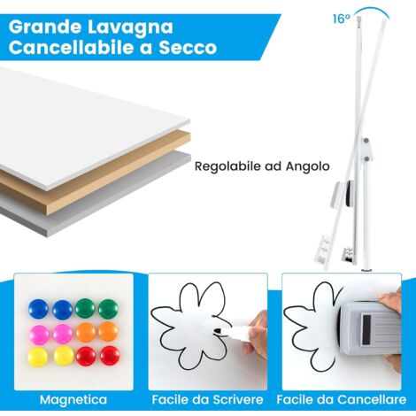 Lehoo Castle Lavagna per Bambini, 4 in 1 Lavagna Magnetica per Bambini, 360° Cavalletto Pitturai Regolabile Altezza, Giocattolo Educativo 3+ Anni(Viola