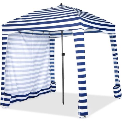COSTWAY Tenda da Spiaggia Pieghevole, 183 x 183 cm, Tenda da Mare Con Borsa di Trasporto, Parete Laterale Removibile, 8 Sacchetti di Sabbia, per Spiaggia, Campeggio, Cortile, Picnic