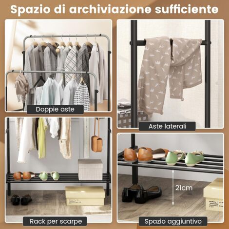 4 Aste Appendini Per Armadio In Metallo – Supporti Per Tubo Ovale 15 Mm, Con Viti Incluse, Colore Argento