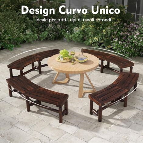 Panchina Curva Da Giardino In Legno Massello COSTWAY - Per 2-3 Persone, Portata 360kg, Ideale Per Bordo Piscina