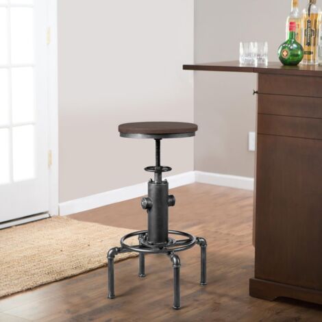 COSTWAY 2 Sgabelli Regolabile in Altezza in Finta Pelle 63-84,5 cm, Sgabello Cucina Girevole con Poggiapiedi e Base Antiscivolo, Sedia Portata 115 kg per Sala da Pranzo e Penisola Cucina