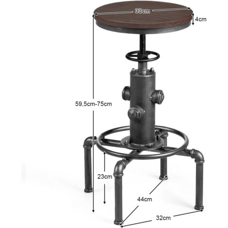 COSTWAY Sgabello Da Bar Regolabile In Pelle PU, Girevole 360°, Altezza 63-74,5 Cm, Nero, Portata 113 Kg