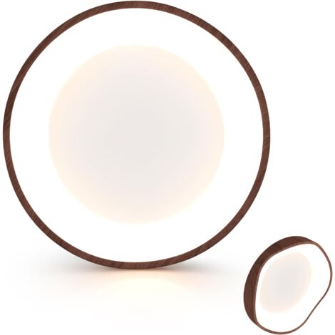 COSTWAY Lampada da Soffitto LED, Plafoniera LED Moderna da 24W Effetto Legno con Telaio in Metallo 3000K, Ideale per Camera da Letto, Soggiorno, Bagno, Corridoio e Ufficio