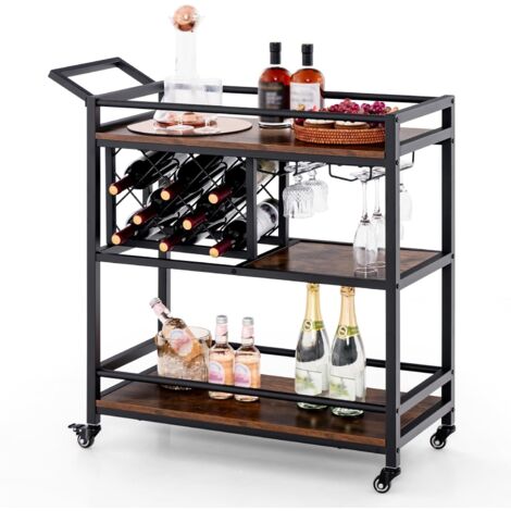 HMYHUM Carrello Da Bar In Acrilico Trasparente 3 Livelli - 77,5x38,6x87,6 Cm - Con 4 Ruote Bloccabili E Maniglia - Perfetto Per Cucina, Soggiorno E Sala Da Pranzo