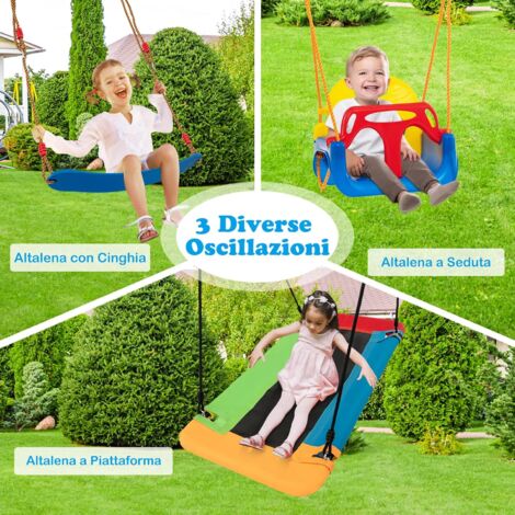 Altalena A Nido COSTWAY Per Bambini: Tonda, Con Corde Regolabili, Struttura In Acciaio, Arancione