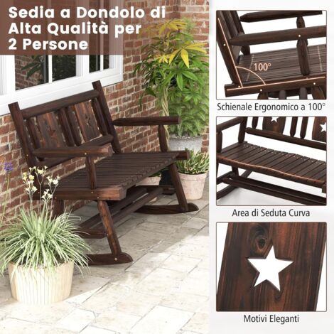COSTWAY Panca a Dondolo da Giardino, Sedia a Dondolo in Legno con