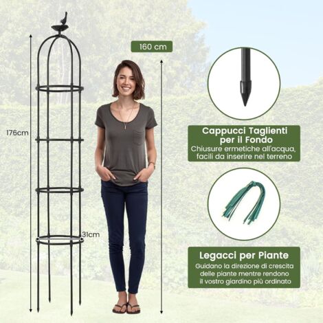 Obelisco Per Piante Rampicanti 171 Cm - 2 Pezzi, Regolabile, Per Rose E Pomodori - Foto 7