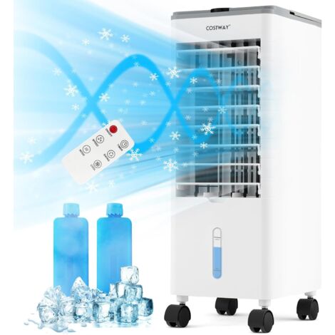 COSTWAY Condizionatore Portatile 3 in 1, Condizionatore d'aria Evaporativo portatile con Raffreddamento, Ventola e Umidificazione, 3 Velocità del Vento, 12H Timer, Doppio Serbatoio d'acqua(Grigio) [Cl