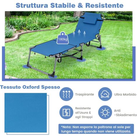 2 Lettini Pieghevoli Con Tettuccio Regolabile E Schienale Reclinabile Struttura In Metallo Nero Sdraio Prendisole Per Spiaggia Mare Giardino E Piscina 187 X 53 X 24 Cm Beige - Foto 10