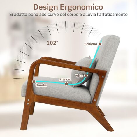 Poltrona Moderna HOMCOM - Velluto Blu Con Gambe In Legno
