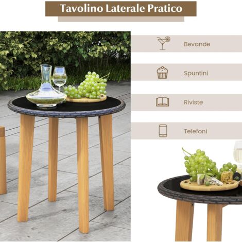 Set Giardino 3 Pezzi COSTWAY - Sedie E Tavolino In Rattan PE Con Cuscini, Per Esterno - Foto 11