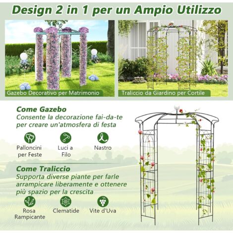Arco Rampicante Metallo Giardino - Pergolato Rose Piante Rampicanti - Foto 3