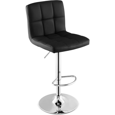 COSTWAY Set Sedie da Bar in Ecopelle con Altezza Regolabile, Seduta Girevole a 360°, Poggiapiedi e Base Metallica Antiscivolo, Sgabelli da Pranzo per Isola Cucina Bar, Portata 150 kg (Nero,1)