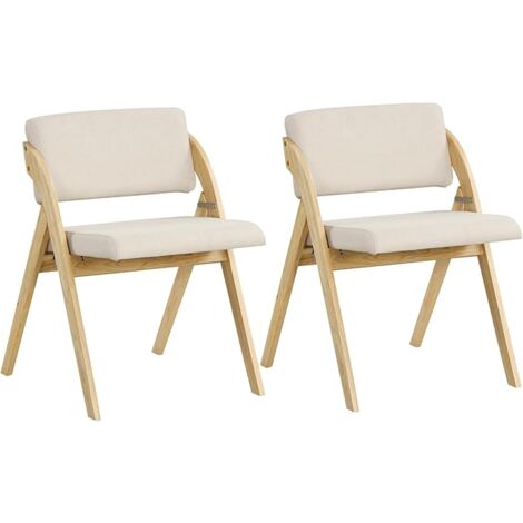 COSTWAY Set 2 Sedie da Pranzo, Sedia da Cucina Pieghevole con Gambe in Legno di Gomma, Sedile e Schienale Imbottiti, Sedia Portatile per Casa Ufficio Matrimonio, Portata 160 kg