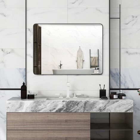 Nimco Specchi - Specchio da bagno a LED 80x70 cm, arrotondato