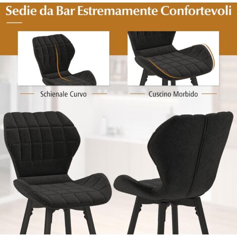 COSTWAY Set di 2 Sgabelli da Bar, 2 Sedie da Bar Imbottite con ...