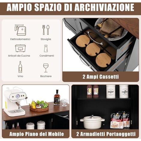 COSIEST Armadietto Portaoggetti Con Ante – Moderno Con Ripiano Regolabile – Credenza Per Cucina, Soggiorno, Ingresso – 81,3x35,6x80 Cm - 2