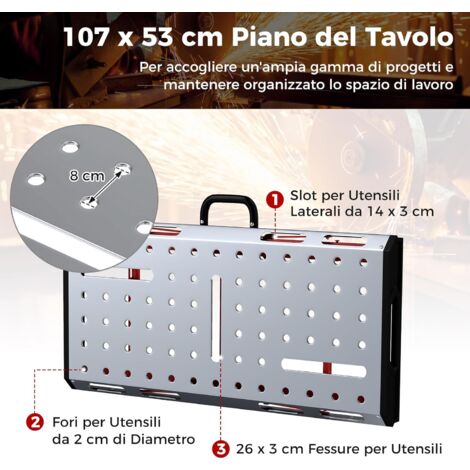 Banco Da Lavoro Pieghevole COSTWAY 2 In 1 - Regolabile In Altezza, Portata 454 Kg - Foto 10