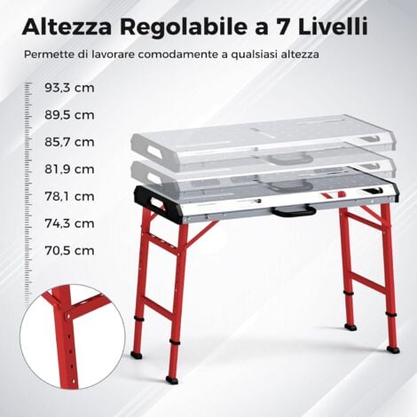 Banco Da Lavoro Pieghevole COSTWAY 2 In 1 - Regolabile In Altezza, Portata 454 Kg