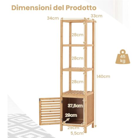 Armadietto portaoggetti per WC, supporto per carta igienica, colonna