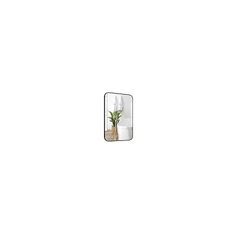 COSTWAY Specchio da Parete, Specchio da Bagno Rettangolare Moderno 70 x 50 x 2 cm con Cornice in Alluminio, Viti di Espansione per Sogiorno, Camera da Letto e Ingresso, Nero (1/5)