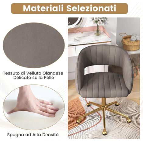 HOMASIS Sedia Da Ufficio Ergonomica Girevole Con Ruote - Grigia, Regolabile In Altezza, Portata 150kg - 6