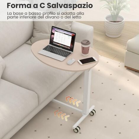 COSTWAY Tavolino da Letto e Divano per PC, Tavolino Regolabile in